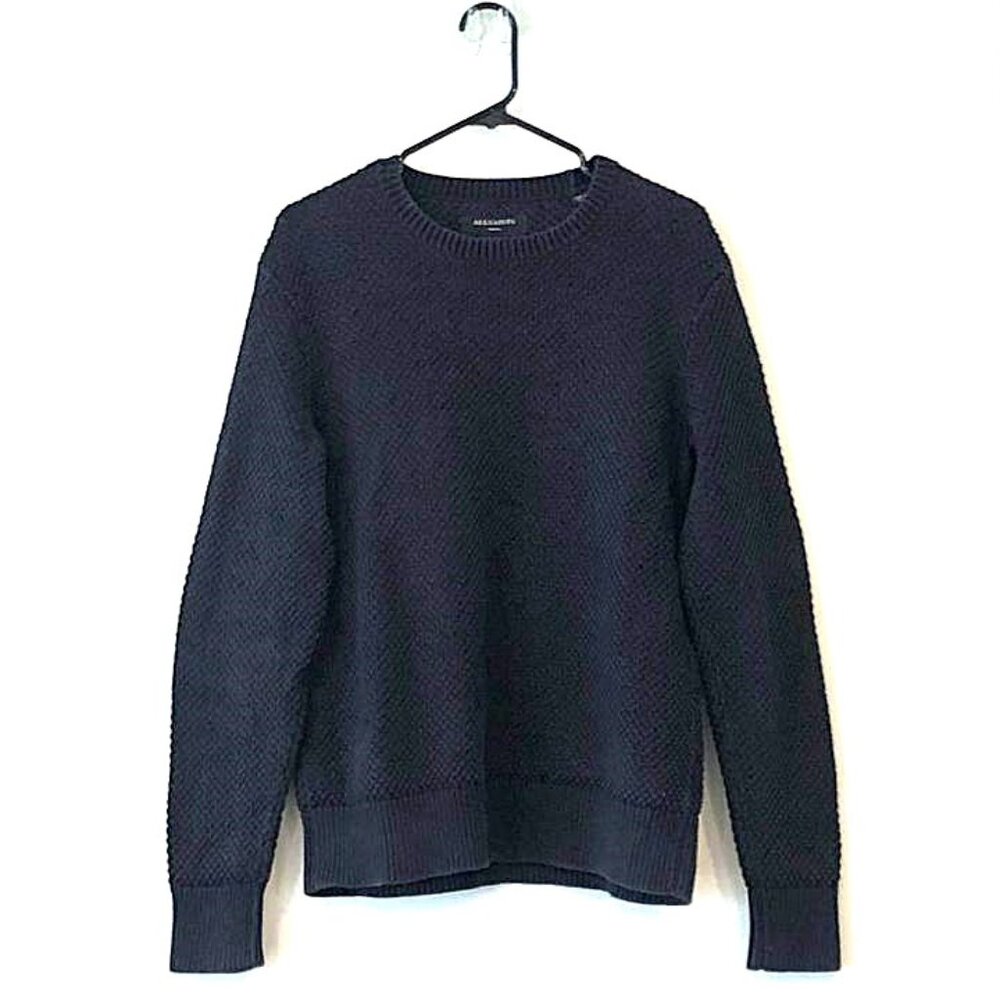 All Saints Men's Navy knit pullover sweater size small S